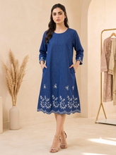 Load image into Gallery viewer, Denim Dress With Embroideried (Soft Denim Fabric) - 1924-2