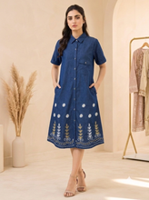 Load image into Gallery viewer, Denim Dress Embroideried (soft denim fabric) 1819 New