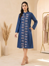 Load image into Gallery viewer, Denim Dress Embroideried (soft denim fabric) 1936