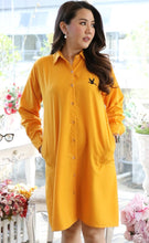 Load image into Gallery viewer, Women shirt dress with side pockets-Yellow