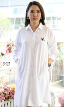 Load image into Gallery viewer, Women shirt dress with side pockets-White