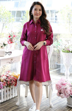 Load image into Gallery viewer, Women shirt dress with side pockets-Purple