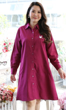 Load image into Gallery viewer, Women shirt dress with side pockets-Purple