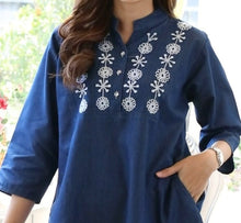 Load image into Gallery viewer, Denim Dress Embroideried (soft denim fabric) 1905