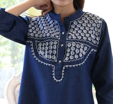 Load image into Gallery viewer, Denim Dress Embroideried (soft denim fabric) 1922