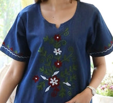 Load image into Gallery viewer, Denim long kurti half sleeve V neck 1920