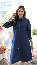 Load image into Gallery viewer, Denim Dress Full Sleeve Kurti with Side Pockets - 1748