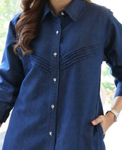 Load image into Gallery viewer, Denim Dress Full Sleeve Kurti with Side Pockets - 1748