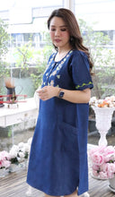 Load image into Gallery viewer, Denim long kurti half sleeve Round neck 1749