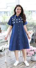 Load image into Gallery viewer, Half sleeve Denim Dress Kurti with side pockets 1369