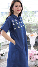 Load image into Gallery viewer, Half sleeve Denim Dress Kurti with side pockets 1369
