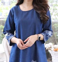 Load image into Gallery viewer, Denim Dress Embroideried (soft denim fabric) 1924