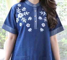 Load image into Gallery viewer, Denim Dress Embroideried (soft denim fabric) 10