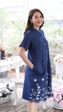 Load image into Gallery viewer, Denim Dress Half Dress with Embroideried ( Soft Denim Fabric Dress ) - 1899