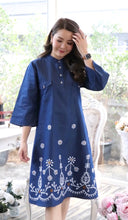 Load image into Gallery viewer, Denim Dress Chinese collar side pockets 1896