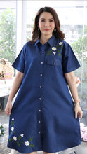 Load image into Gallery viewer, Denim Dress Embroideried (soft denim fabric) 1819-1