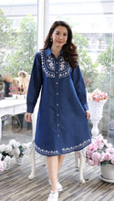Load image into Gallery viewer, Denim Dress Embroideried (soft denim fabric)1820-1