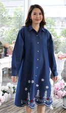 Load image into Gallery viewer, Denim Dress Full Sleeve with Embroidery - 1878