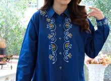 Load image into Gallery viewer, Denim Full Sleeve Long Dress with Embroidery - 8