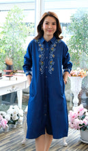 Load image into Gallery viewer, Denim Full Sleeve Long Dress with Embroidery - 8