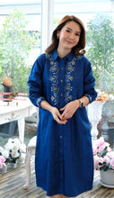 Load image into Gallery viewer, Denim Full Sleeve Long Dress with Embroidery - 8
