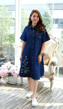 Load image into Gallery viewer, Denim Dress Embroideried (soft denim fabric) 1819-3