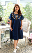 Load image into Gallery viewer, Denim dress half sleeve with embroidery 5