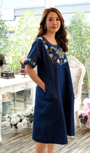 Load image into Gallery viewer, Denim dress half sleeve with embroidery 5