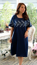 Load image into Gallery viewer, Denim Dress Half Sleeve With Embroidery - 1830