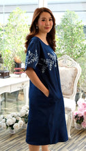 Load image into Gallery viewer, Denim Dress Half Sleeve With Embroidery - 1830