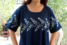 Load image into Gallery viewer, Denim Dress Half Sleeve With Embroidery - 1830