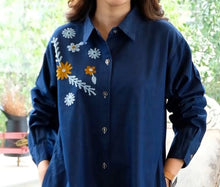 Load image into Gallery viewer, Denim Dress Full Sleeve with Embroidery - 1836-2