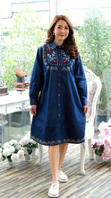 Load image into Gallery viewer, Denim Dress Full Sleeve with Embroidery - 1820-2