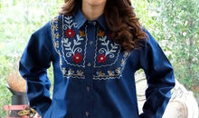 Load image into Gallery viewer, Denim Dress Full Sleeve with Embroidery - 1820-2