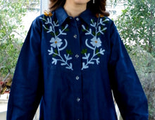 Load image into Gallery viewer, Denim dress full sleeve embroidery 1825