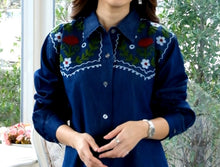 Load image into Gallery viewer, Denim Dress Full Sleeve Embroidery - 1826