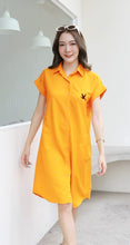 Load image into Gallery viewer, Women shirt dress with side pockets-Yellow