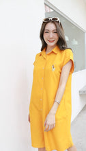 Load image into Gallery viewer, Women shirt dress Polo with side pockets-Yellow