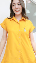 Load image into Gallery viewer, Women shirt dress Polo with side pockets-Yellow