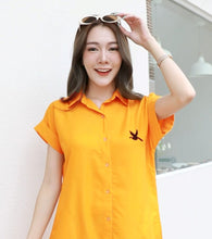 Load image into Gallery viewer, Women shirt dress with side pockets-Yellow