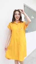 Load image into Gallery viewer, Women shirt dress Polo with side pockets-Yellow