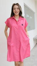 Load image into Gallery viewer, Women shirt dress with side pockets-Pink