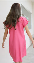 Load image into Gallery viewer, Women shirt dress with side pockets-Pink