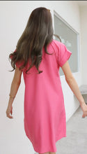 Load image into Gallery viewer, Women shirt dress Polo with side pockets-Pink