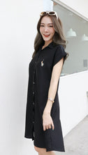 Load image into Gallery viewer, Women shirt dress Polo with side pockets-Black