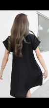 Load image into Gallery viewer, Women shirt dress Polo with side pockets-Black