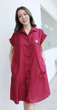 Load image into Gallery viewer, Women shirt dress with side pockets-Purple