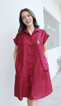 Load image into Gallery viewer, Women shirt dress Polo with side pockets-Purple