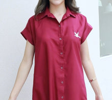 Load image into Gallery viewer, Women shirt dress with side pockets-Purple