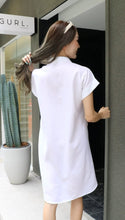 Load image into Gallery viewer, Women shirt dress Polo with side pockets-White